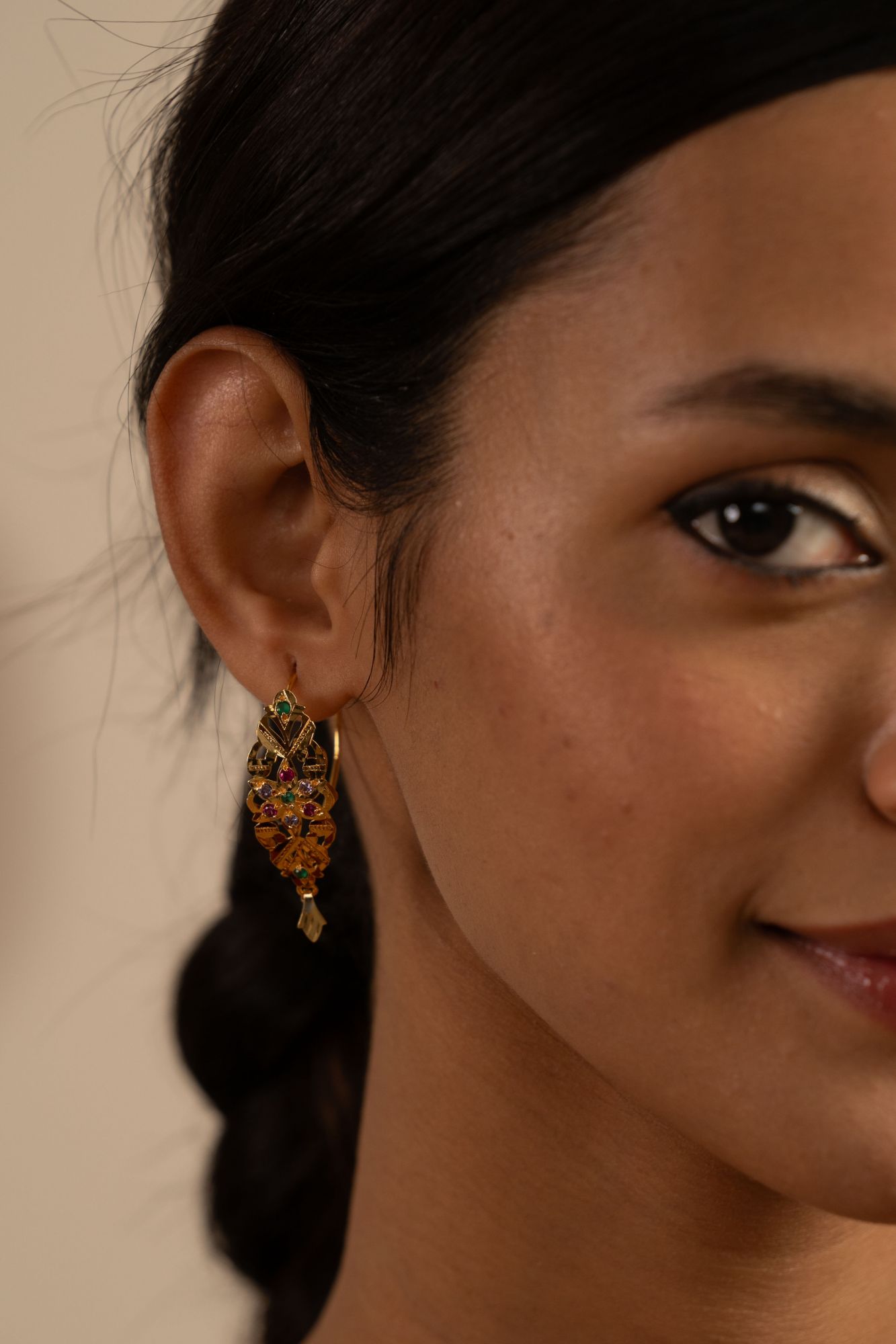 Raniya Handmade Gold Tone Silver Earrings