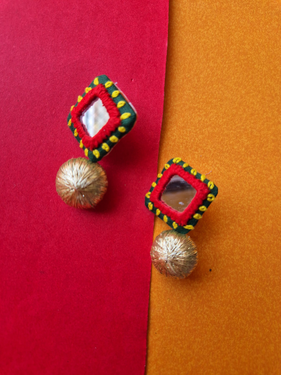 Mirror Embroidered Earring