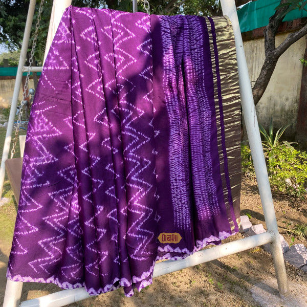 Purple Handmade Shibori Modal Silk