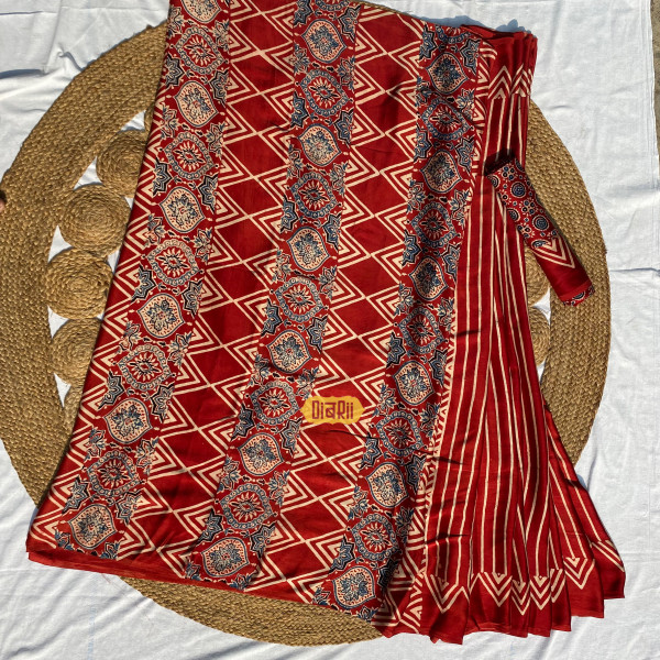 Red Stripe Modal Silk Saree