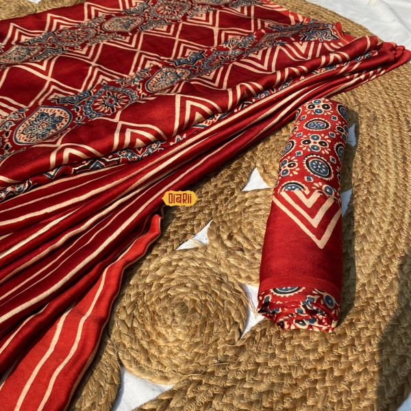 Red Stripe Modal Silk Saree