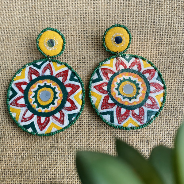 Dibrii Handpainted Circular Earrings – Vibrant Ethnic Design