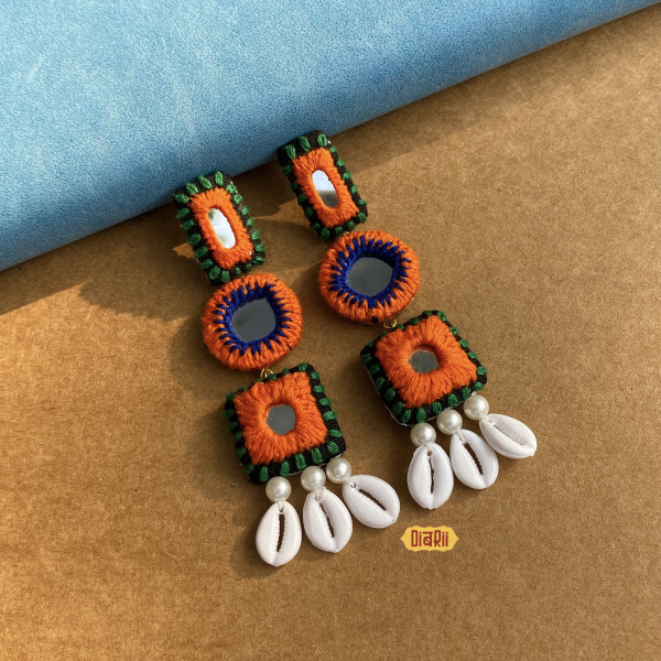 Tribal Vibrance Cowrie Mirror Earrings