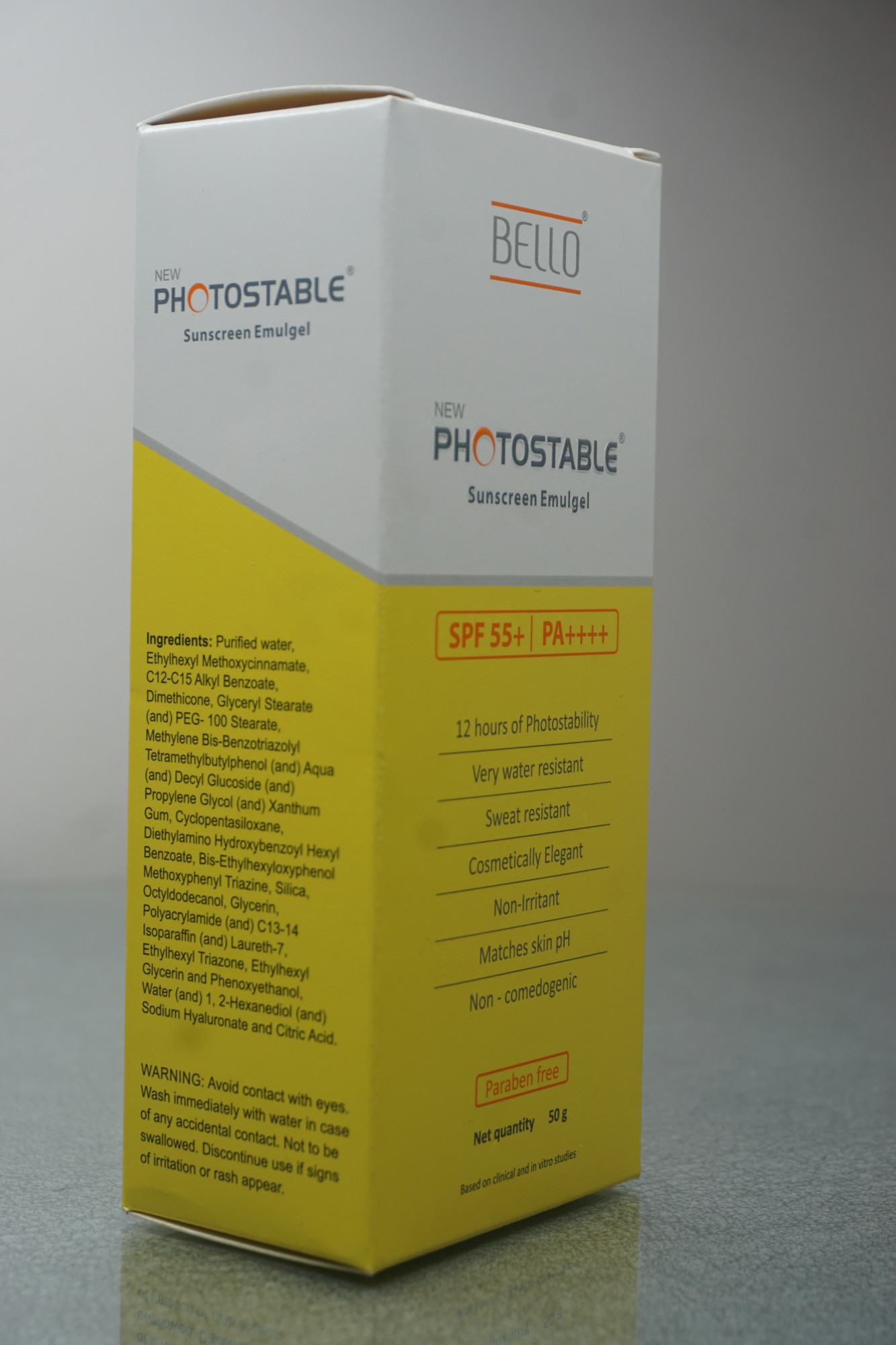Photostable Sunscreen Emulgel SPF 55 PA