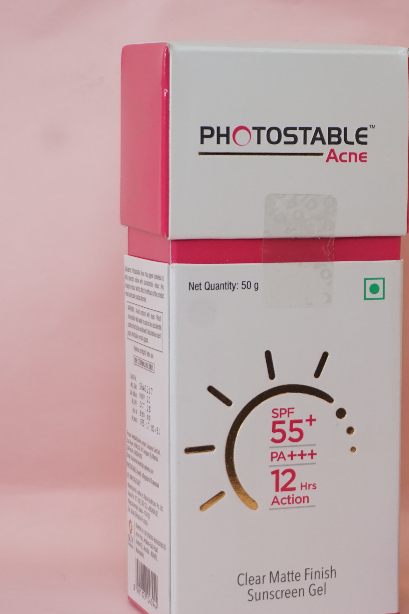 Photostable Acne Sunscreen gel