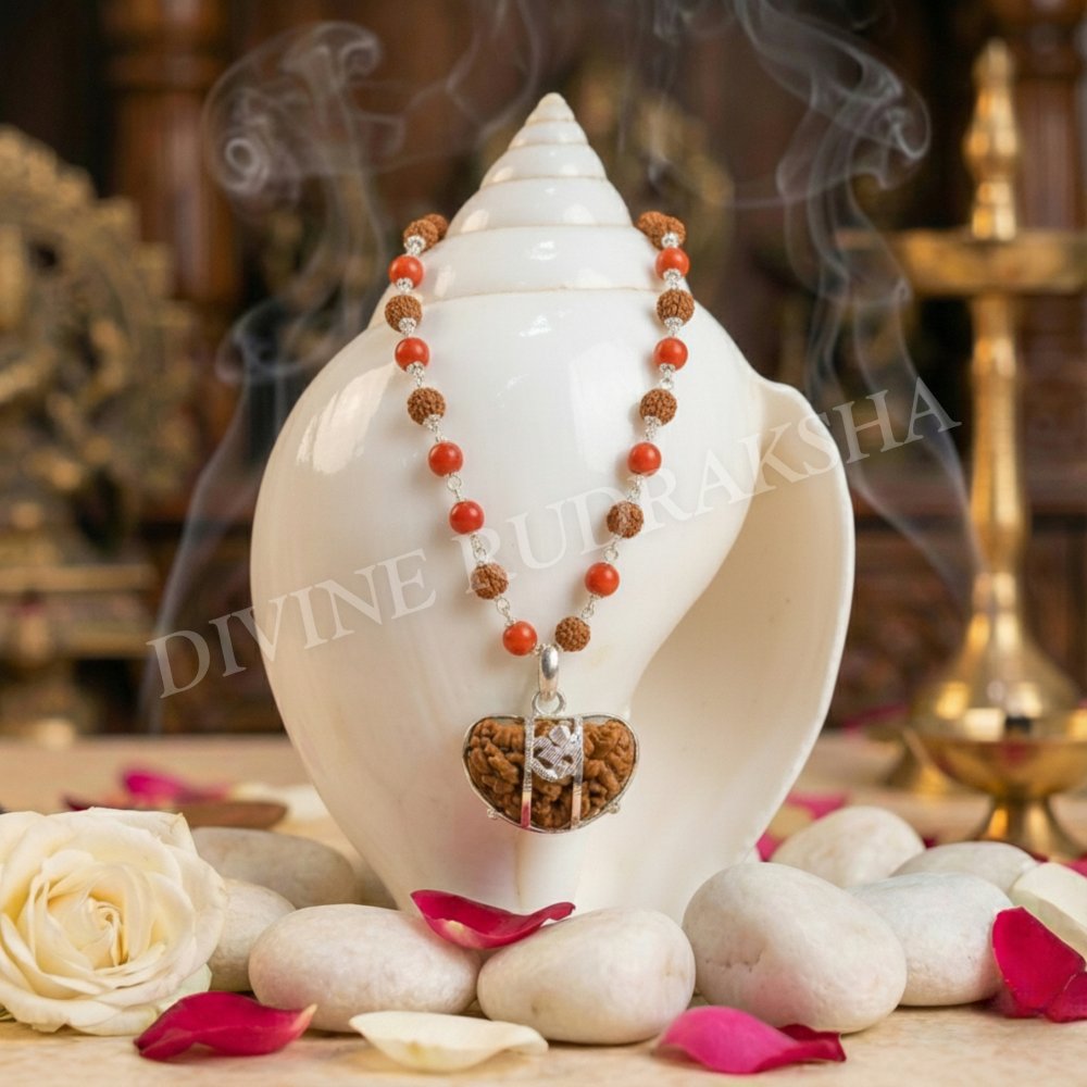 1 Mukhi Rudraksha with Rudraksha Coral Mala