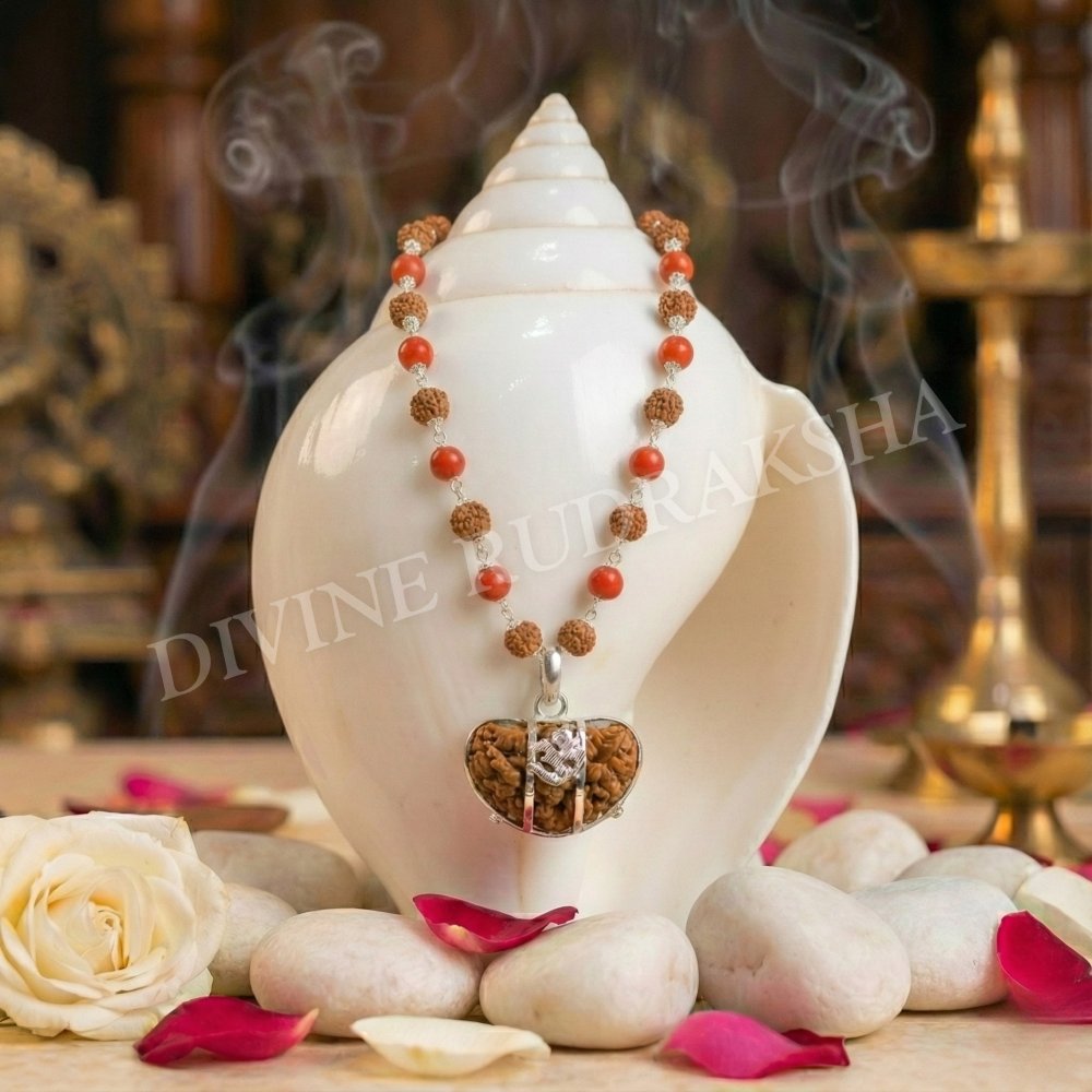 1 Mukhi Rudraksha with Rudraksha Coral Mala
