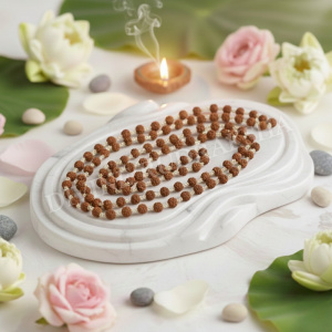 5 Mukhi Rudraksha Mala in Silver (108+1 beads)