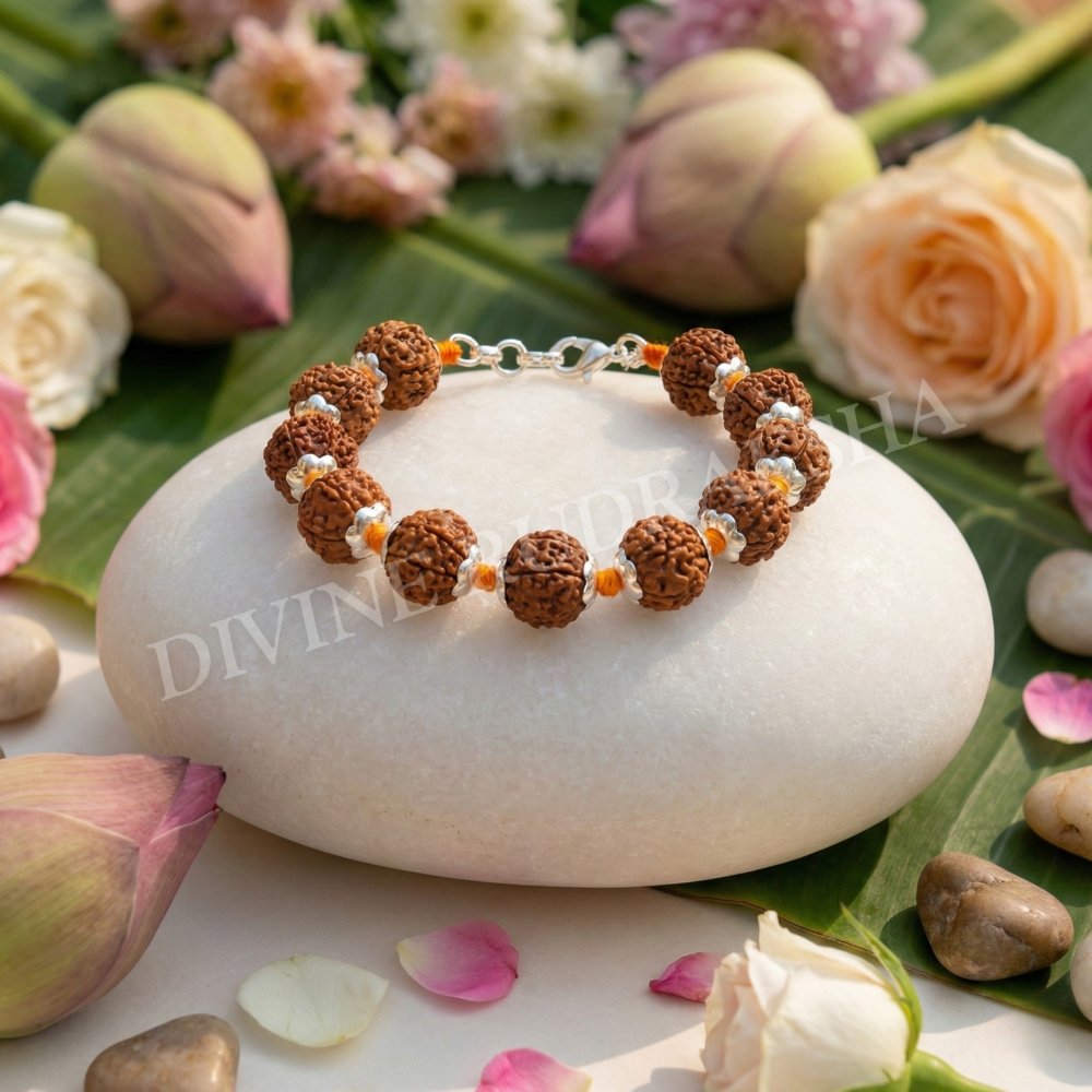 7 Mukhi Mahalakshmi Bracelet in Thread with Silver Caps