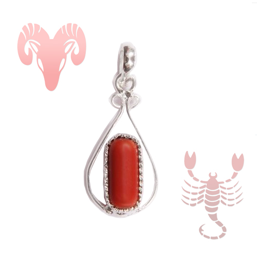 Coral Gem pendant,Coral Pendant for Aries Scorpio sign