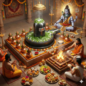 Lord Shiva's Archana with Bilva Leaves
