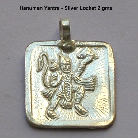Hanuman Yantra in Square Silver Locket, Hanuman Yantra for For Intel