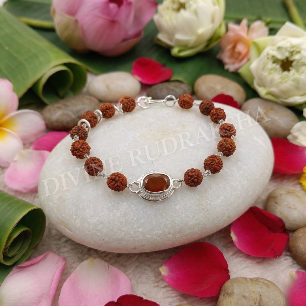 Rudraksha &amp; Gem Bracelet For Rahu