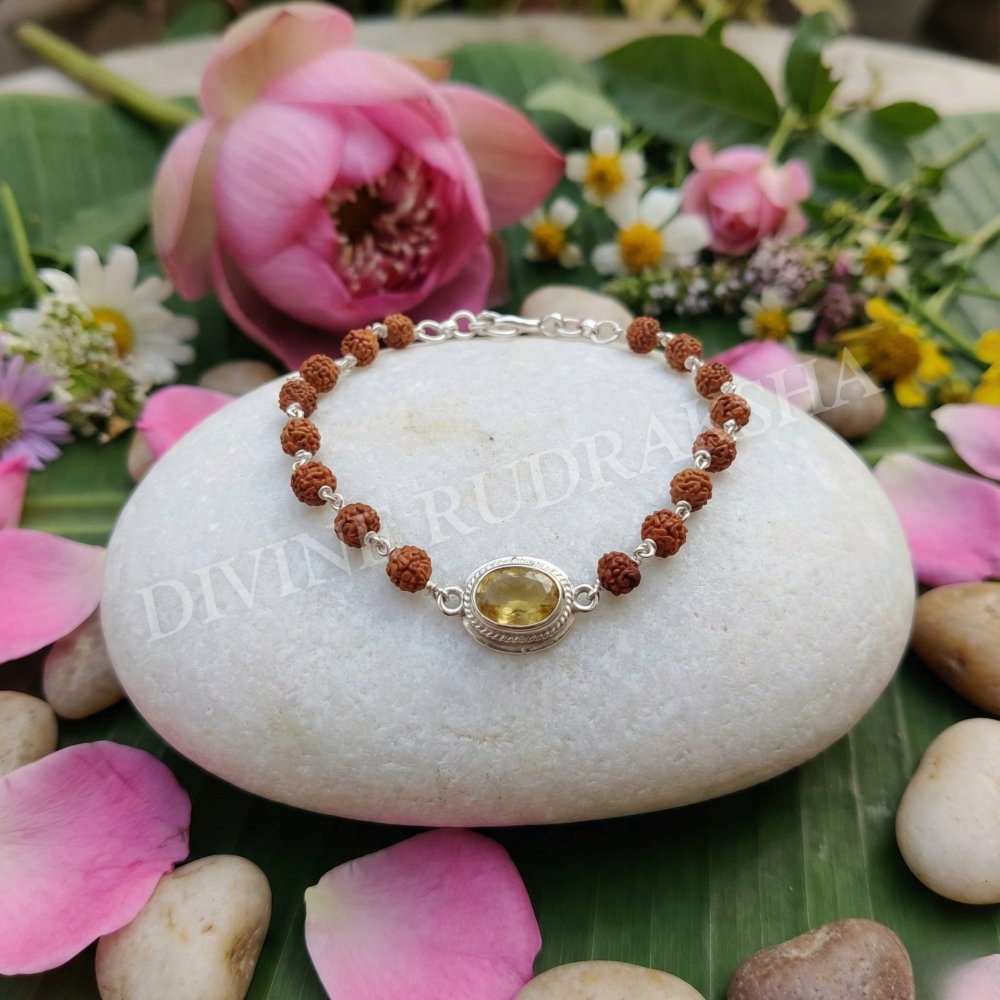 Rudraksha &amp; Gem Bracelet For Sagittarius (Dhanu)