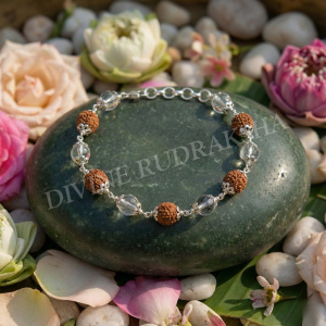 Rudraksha Crystal Bracelet in Silver
