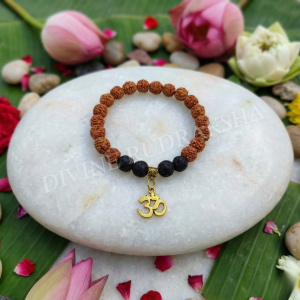 Rudraksha Lava Bracelet with OM Hanging