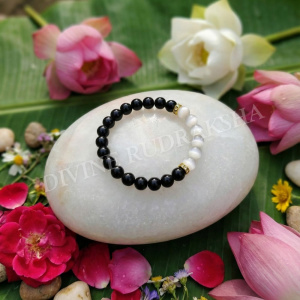 Selenite and Tourmaline Bracelet