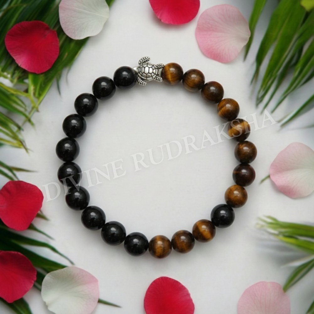 Tiger&#039;s Eye and Tourmaline Charm Bracelet