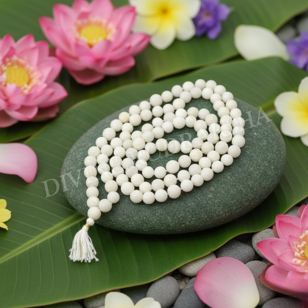 White Agate Mala