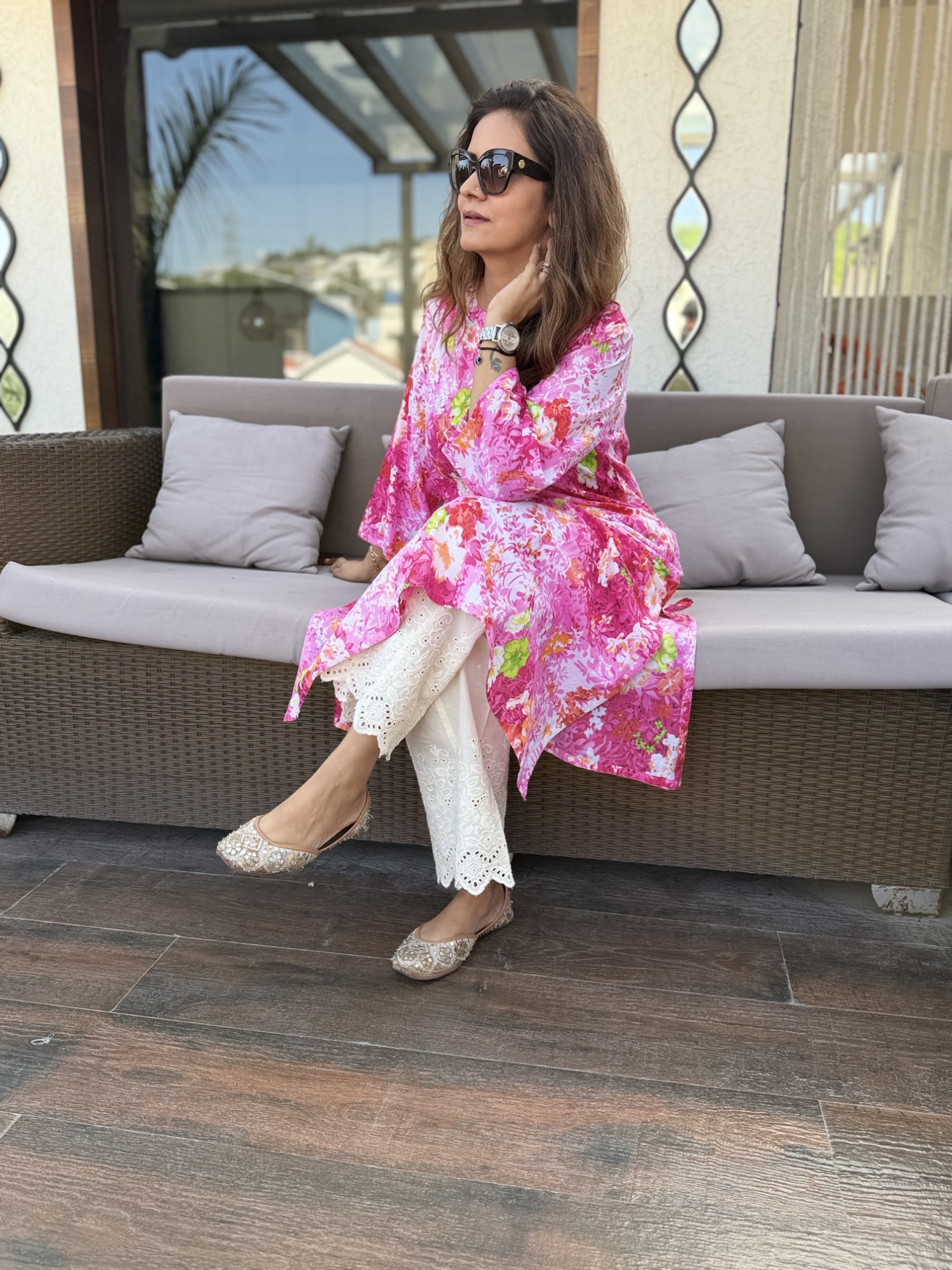 Pink Floral Kurta