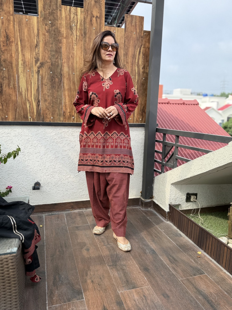 Image of Midnight Maroon Cotton Suit