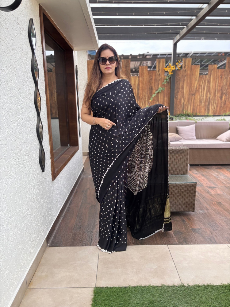 Image of Bandhej Modal Silk Sarees