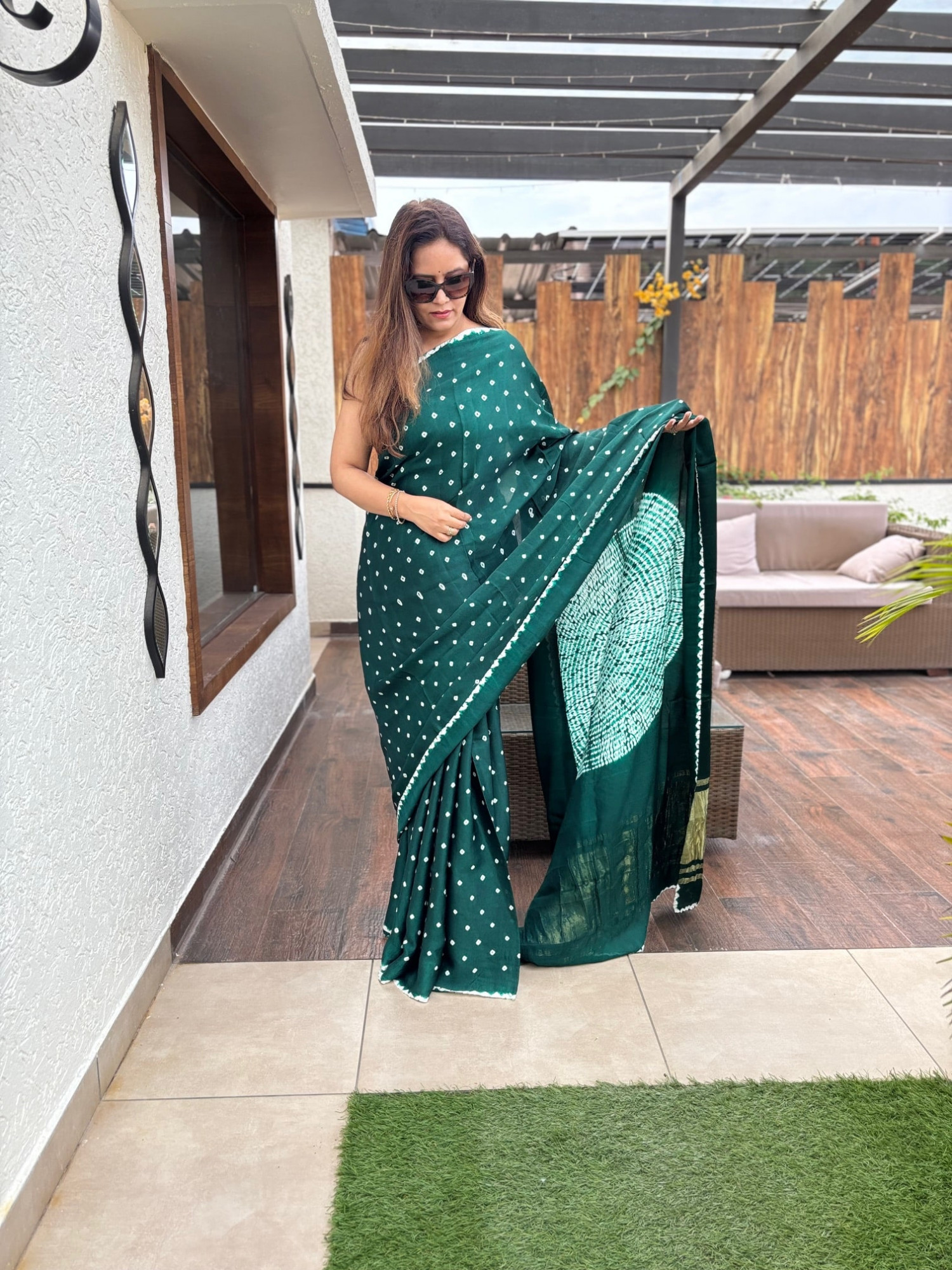 Bandhej Modal Silk Sarees