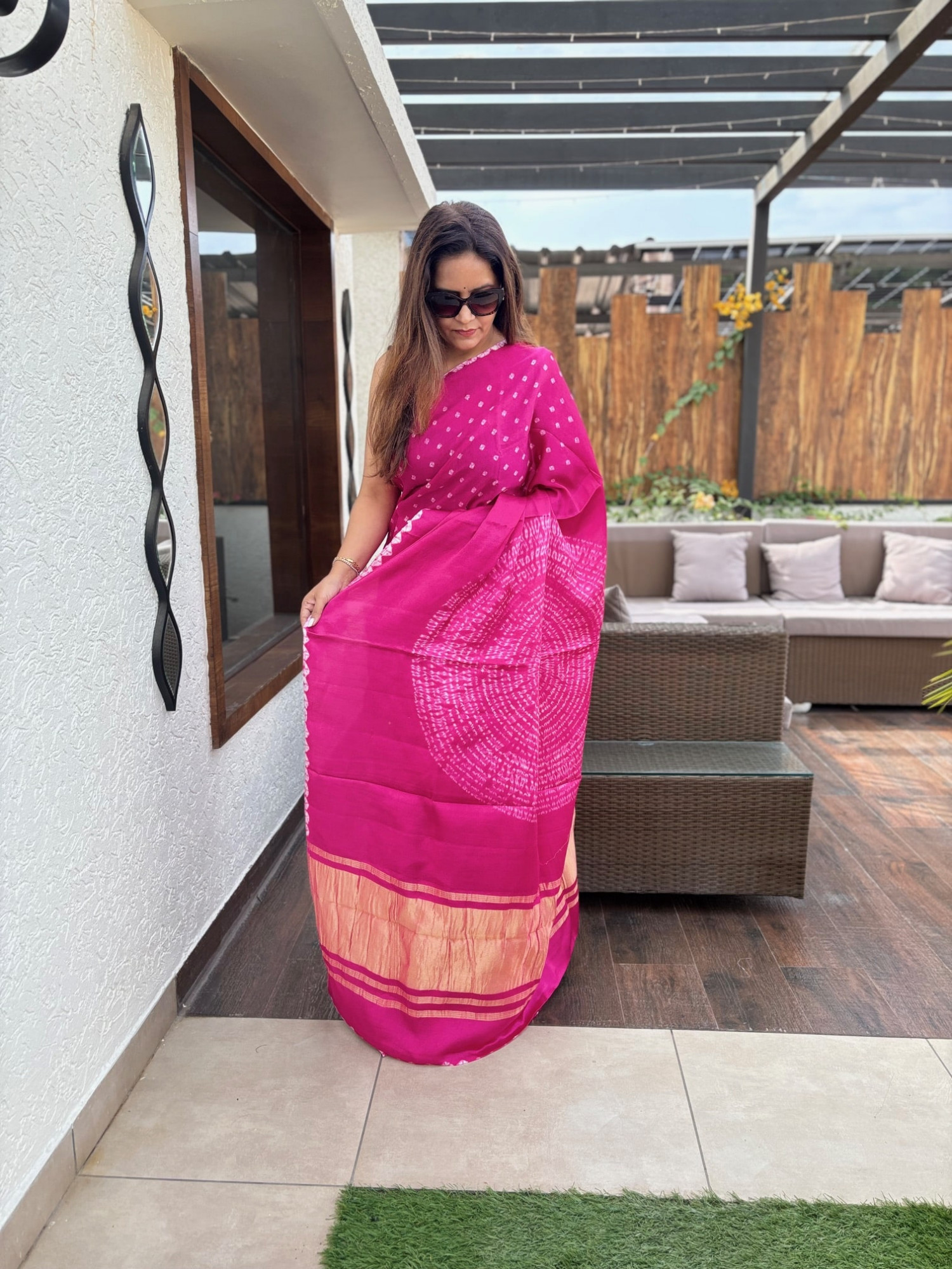 Bandhej Modal Silk Sarees