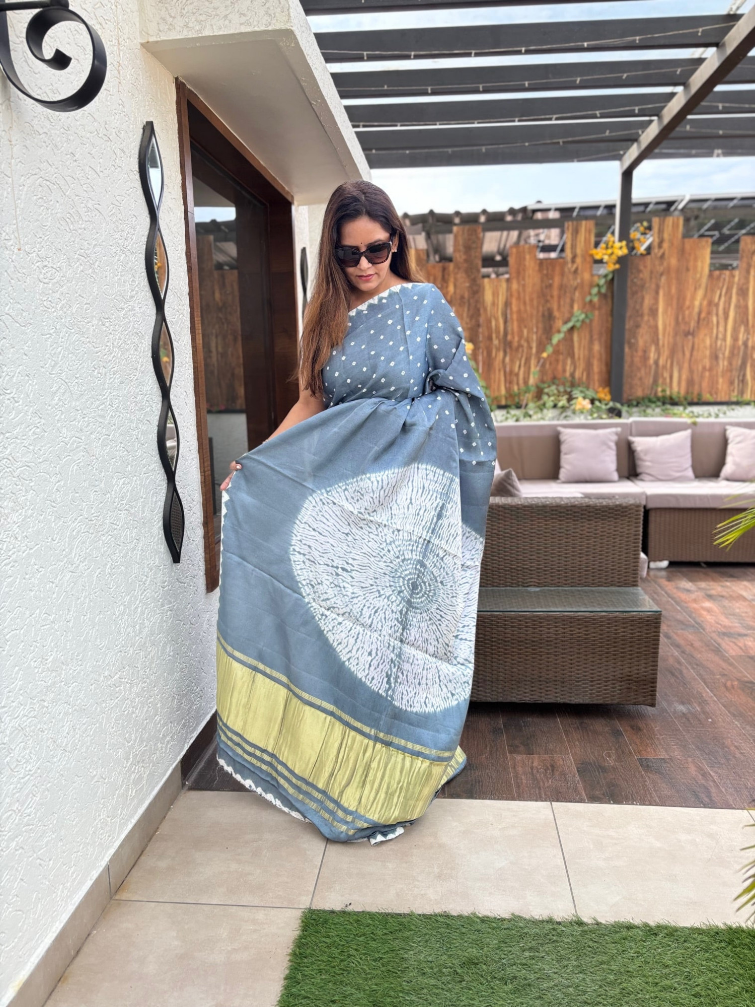 Bandhej Modal Silk Sarees