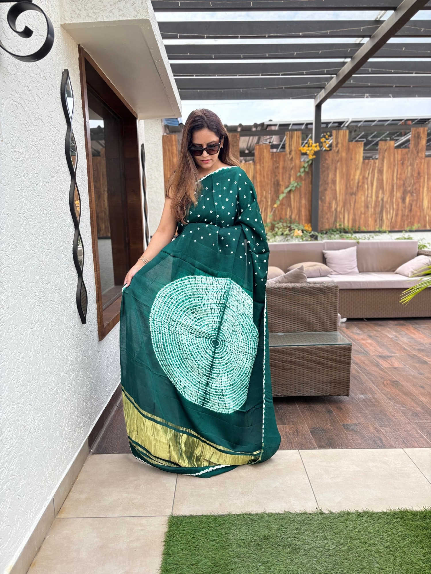 Bandhej Modal Silk Sarees