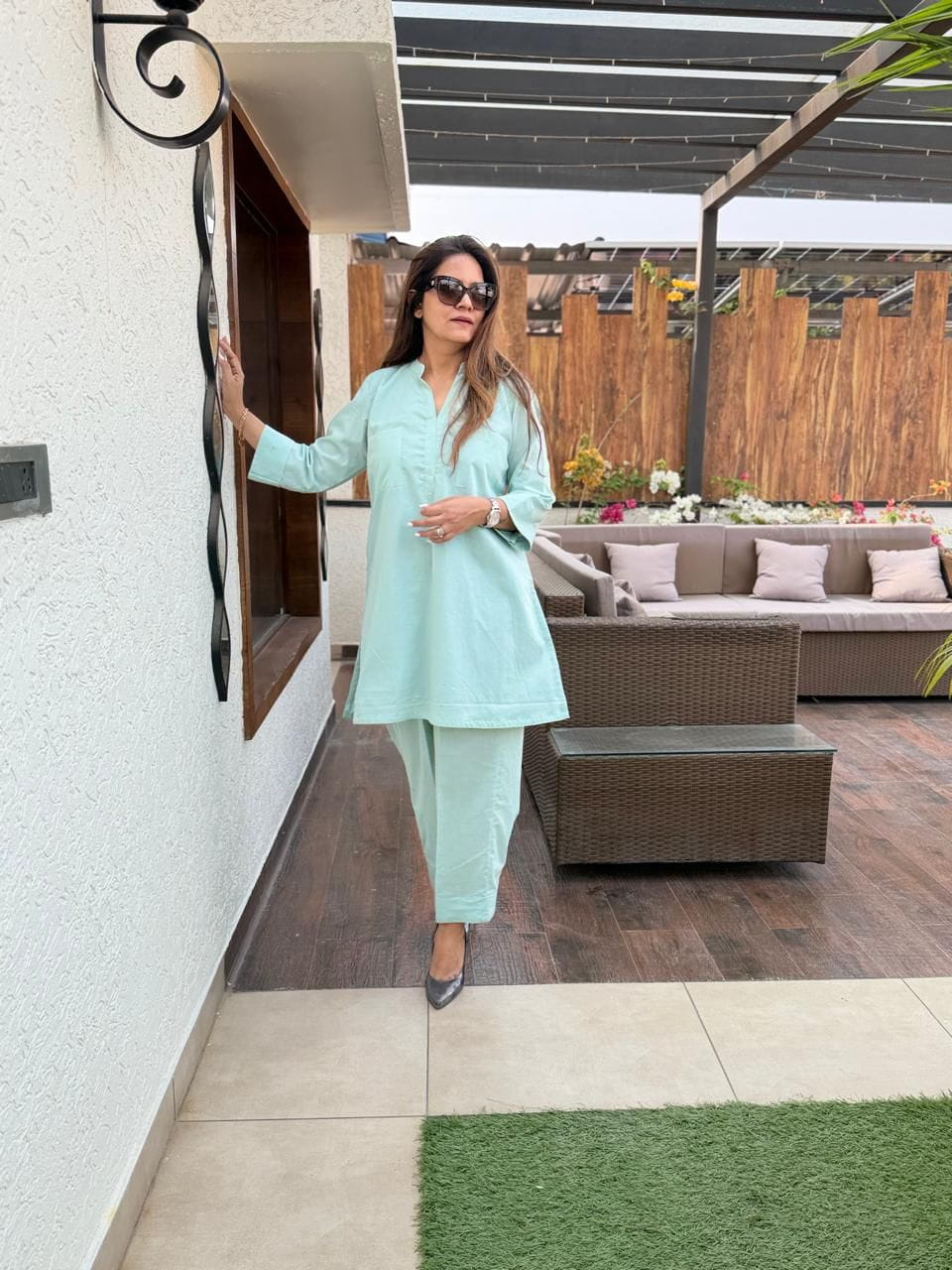 Aqua Cotton Co-ord Set