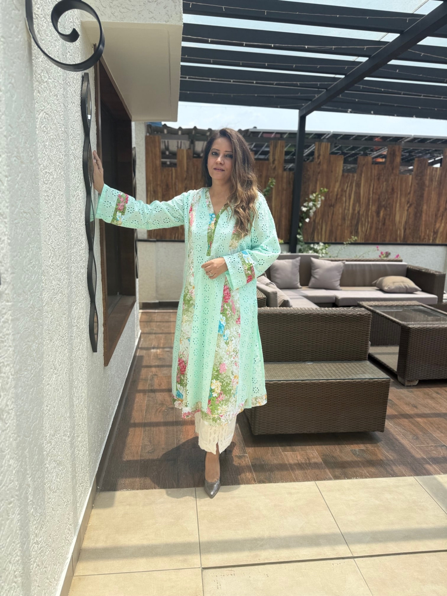 Cotton Schiffli Kurta