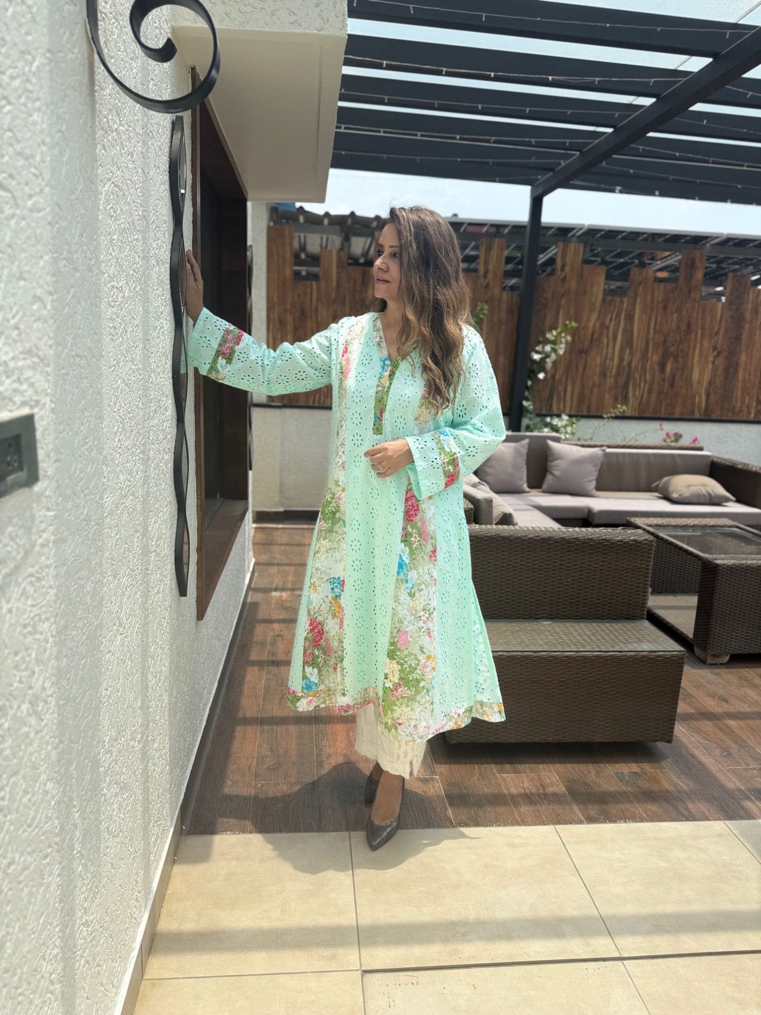 Cotton Schiffli Kurta