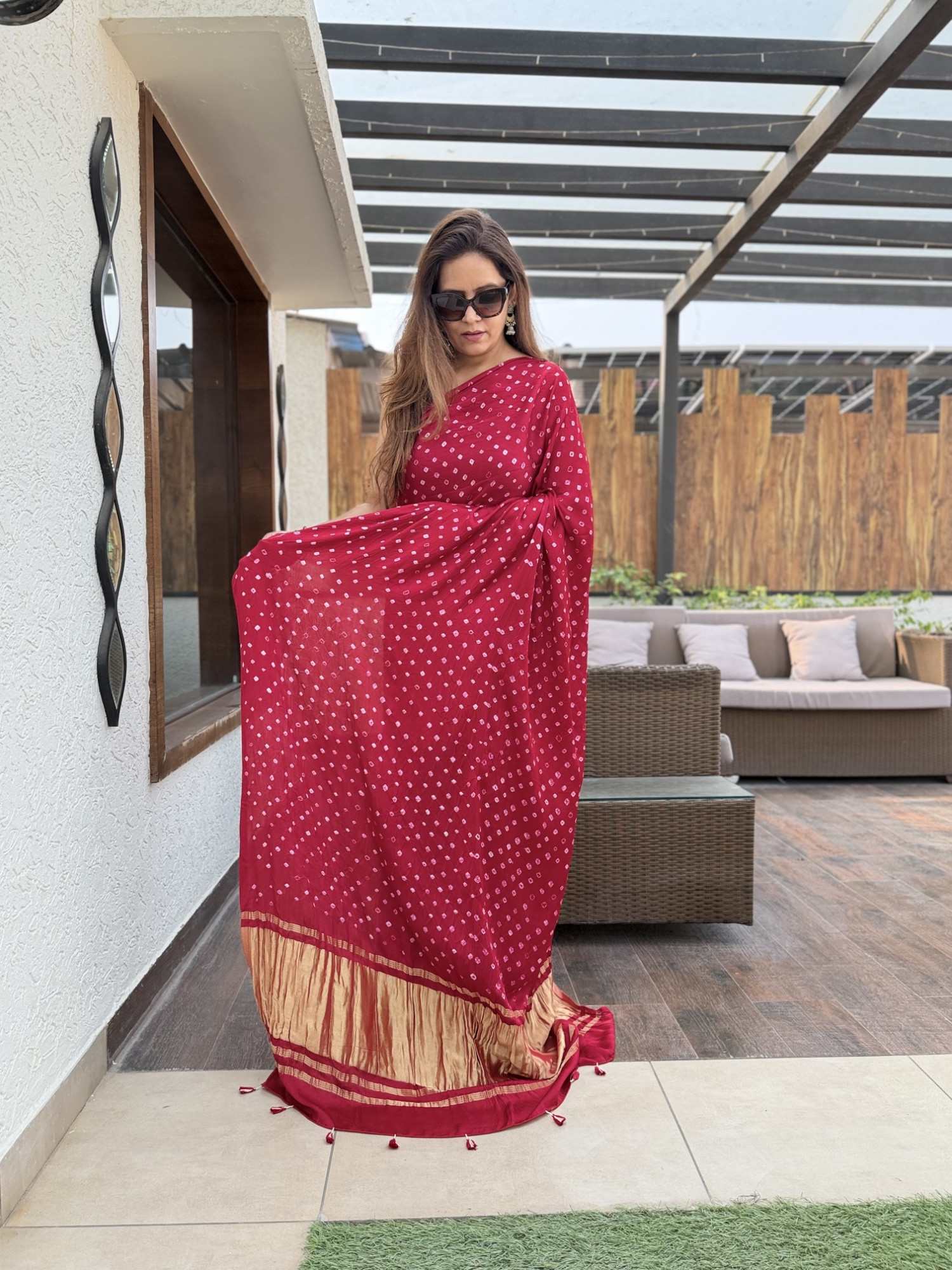 Bandhej Modal Silk Sarees