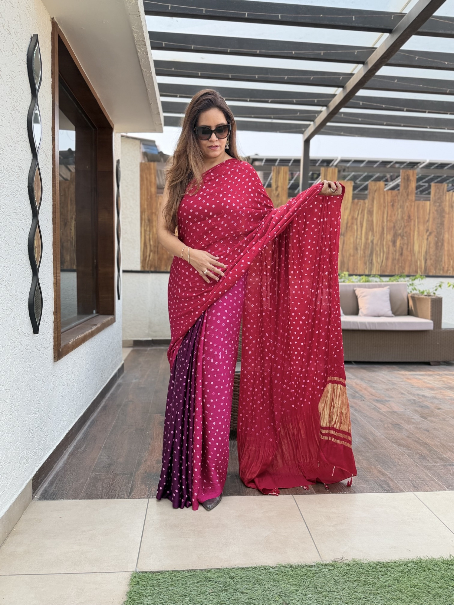 Bandhej Modal Silk Sarees