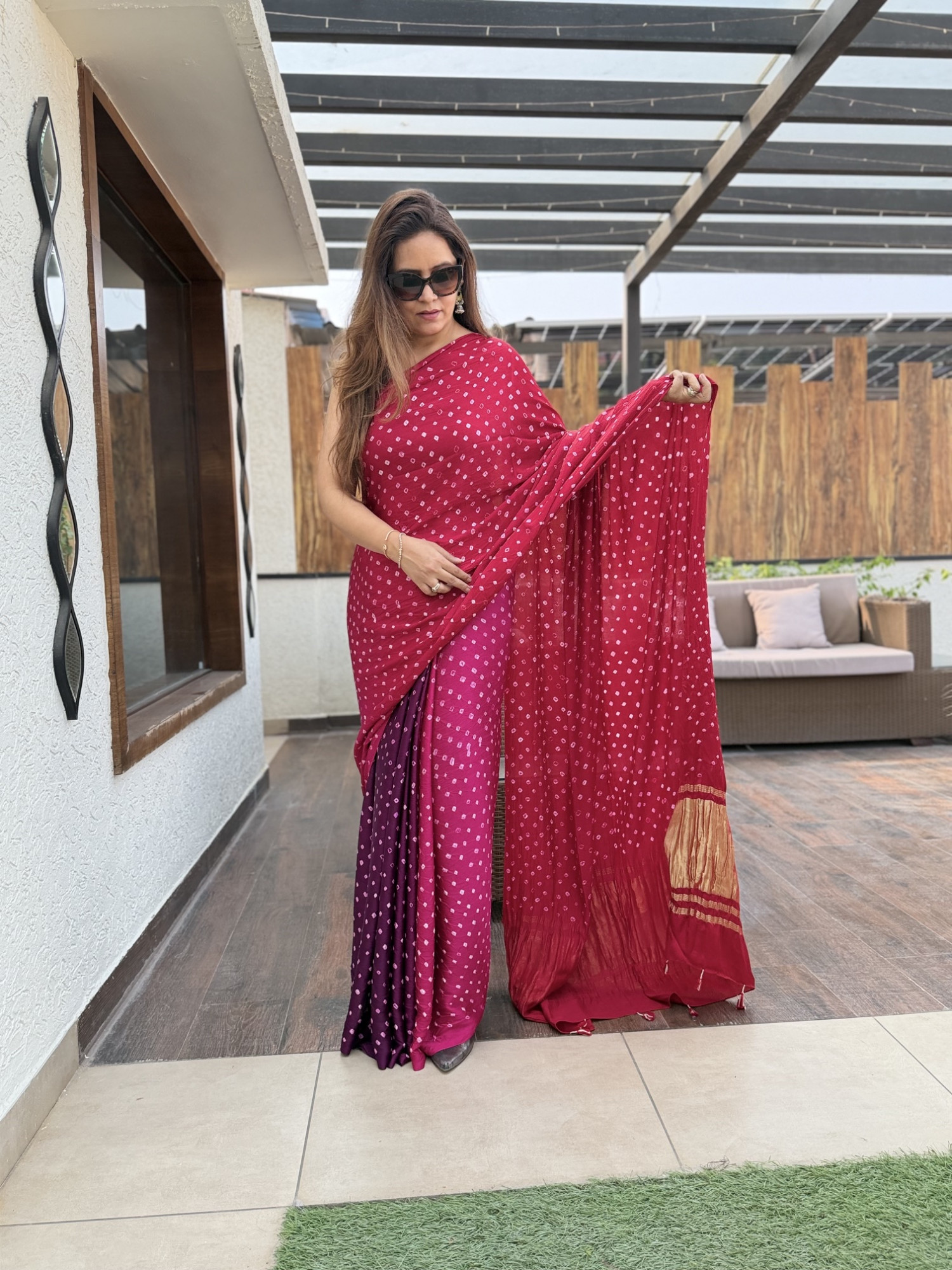 Bandhej Modal Silk Sarees