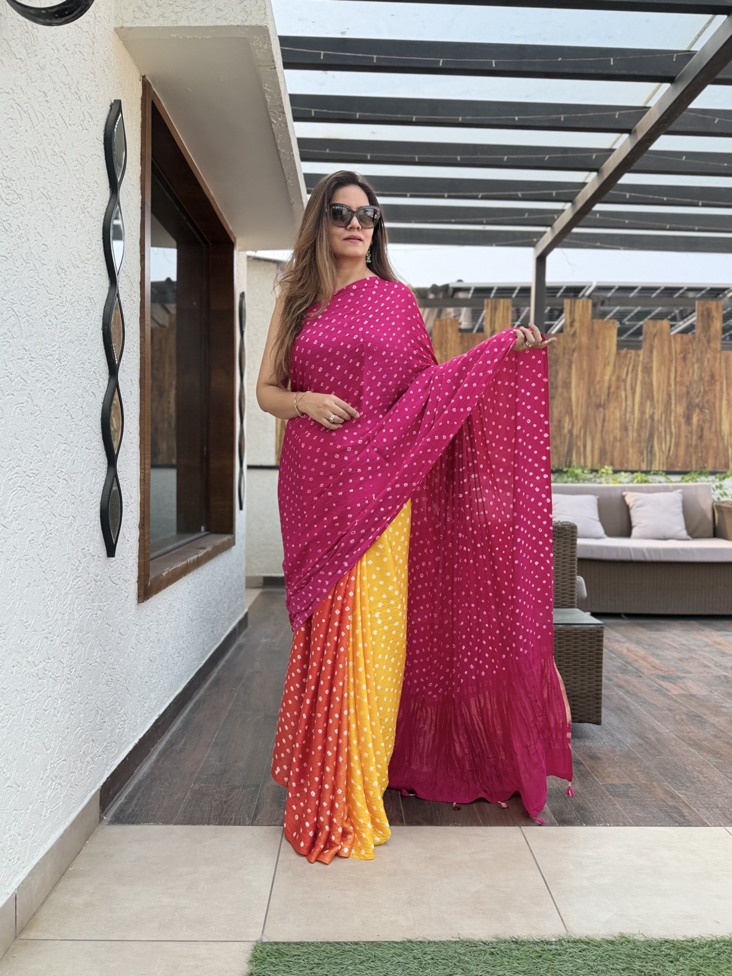 Bandhej Modal Silk Sarees