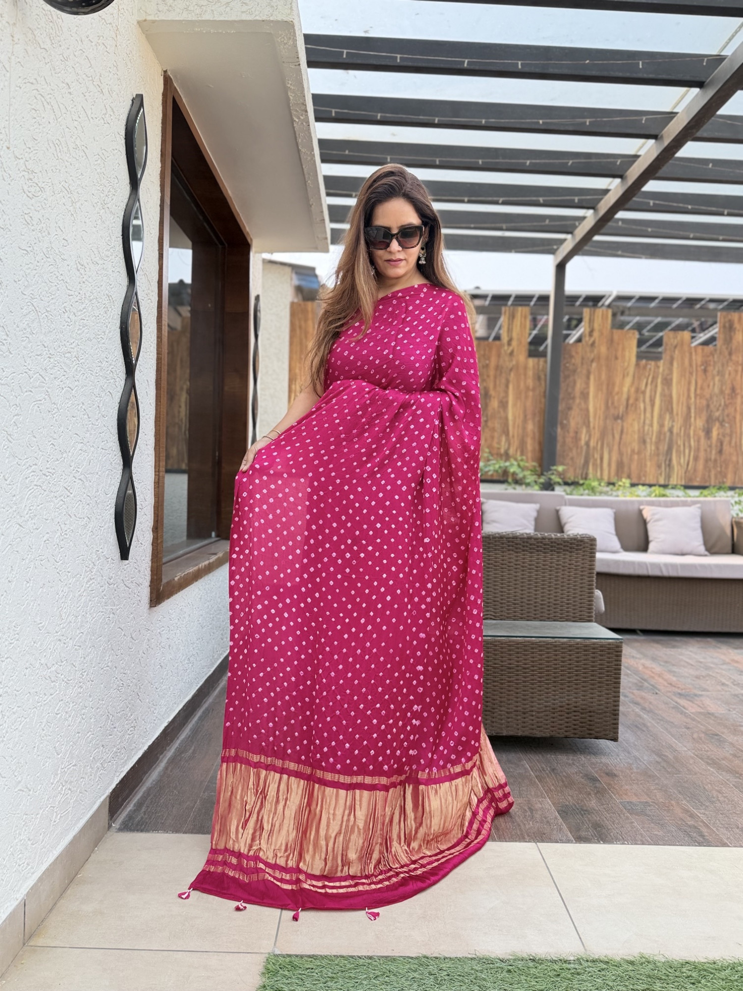 Bandhej Modal Silk Sarees