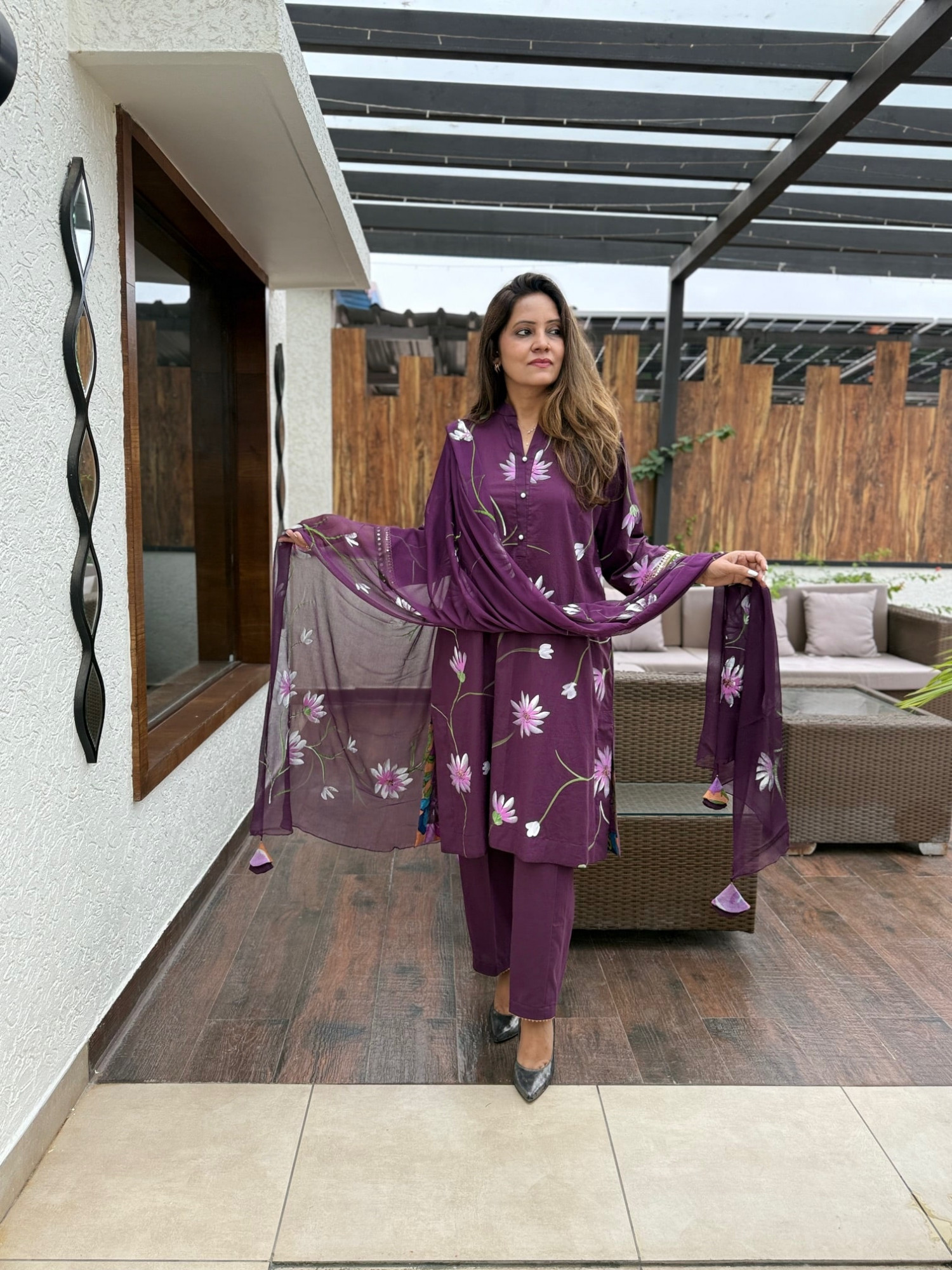 Tavisha Cotton Hand Painted Suit