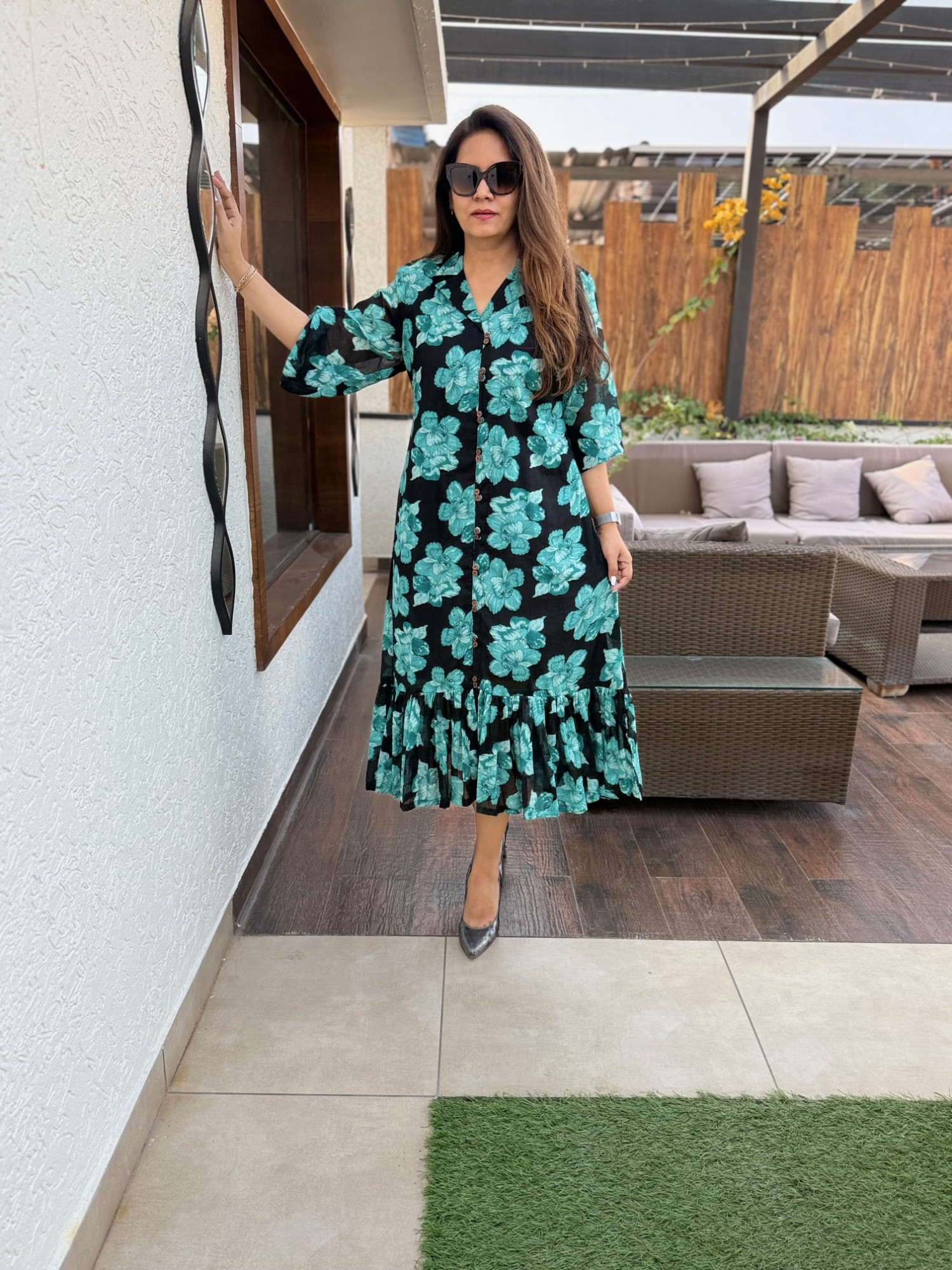 Elina Cotton Floral Dress