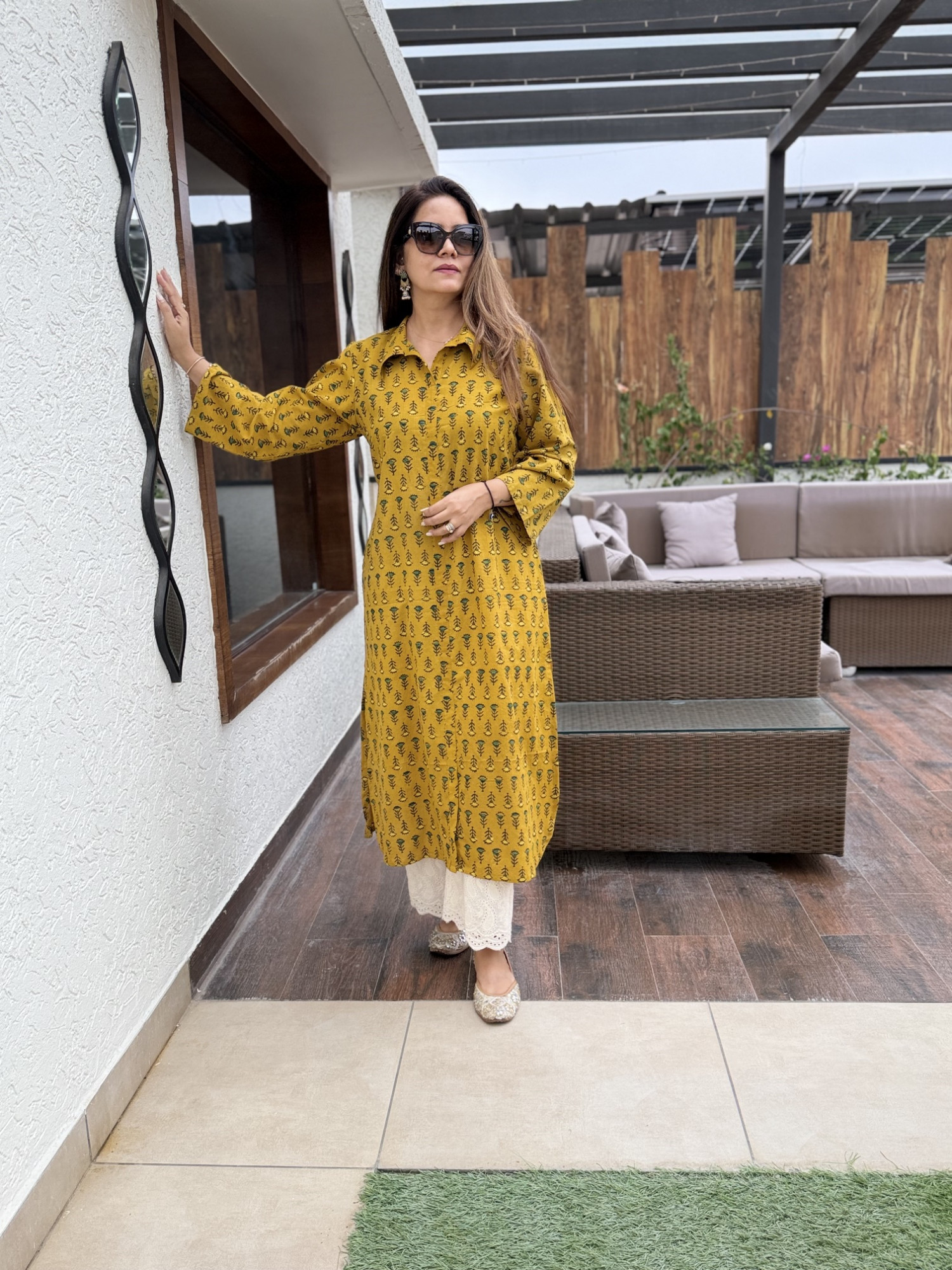 Mustard Ajrakh Kurta
