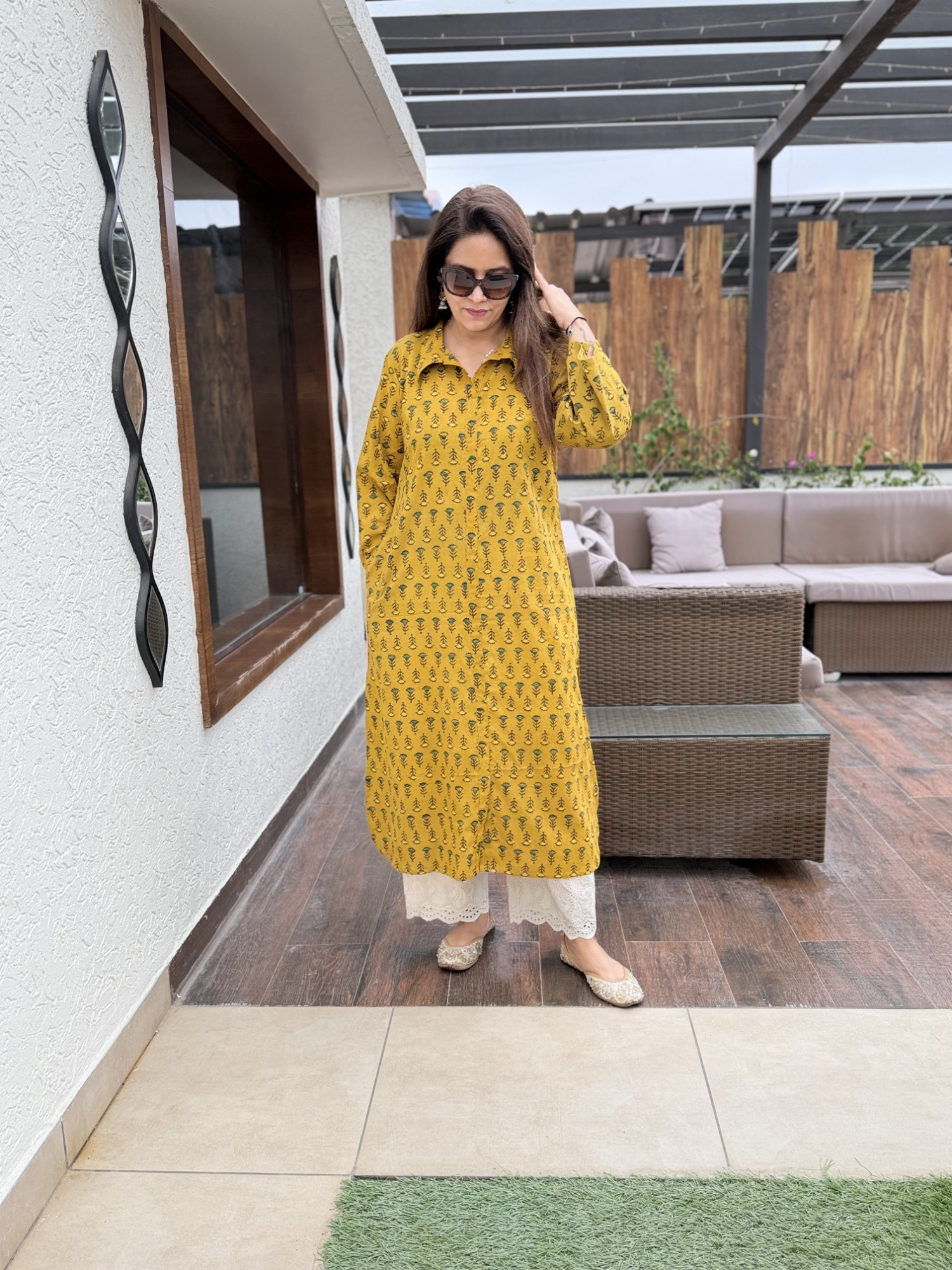 Mustard Ajrakh Kurta