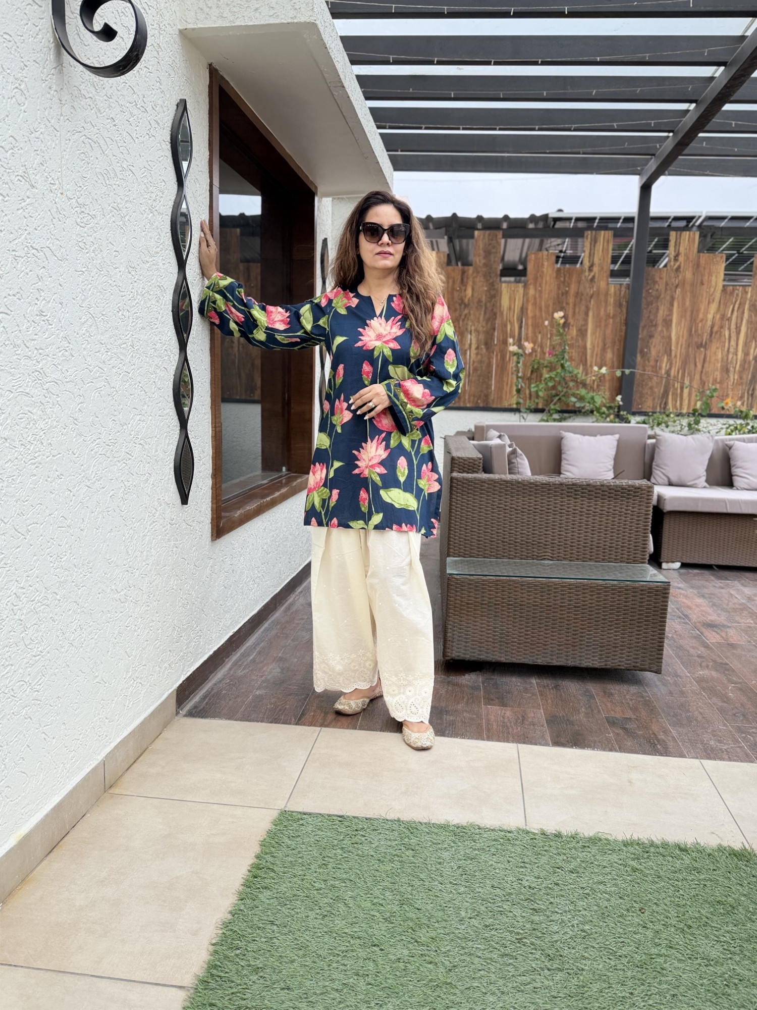 Midnight Lotus Cotton Suit