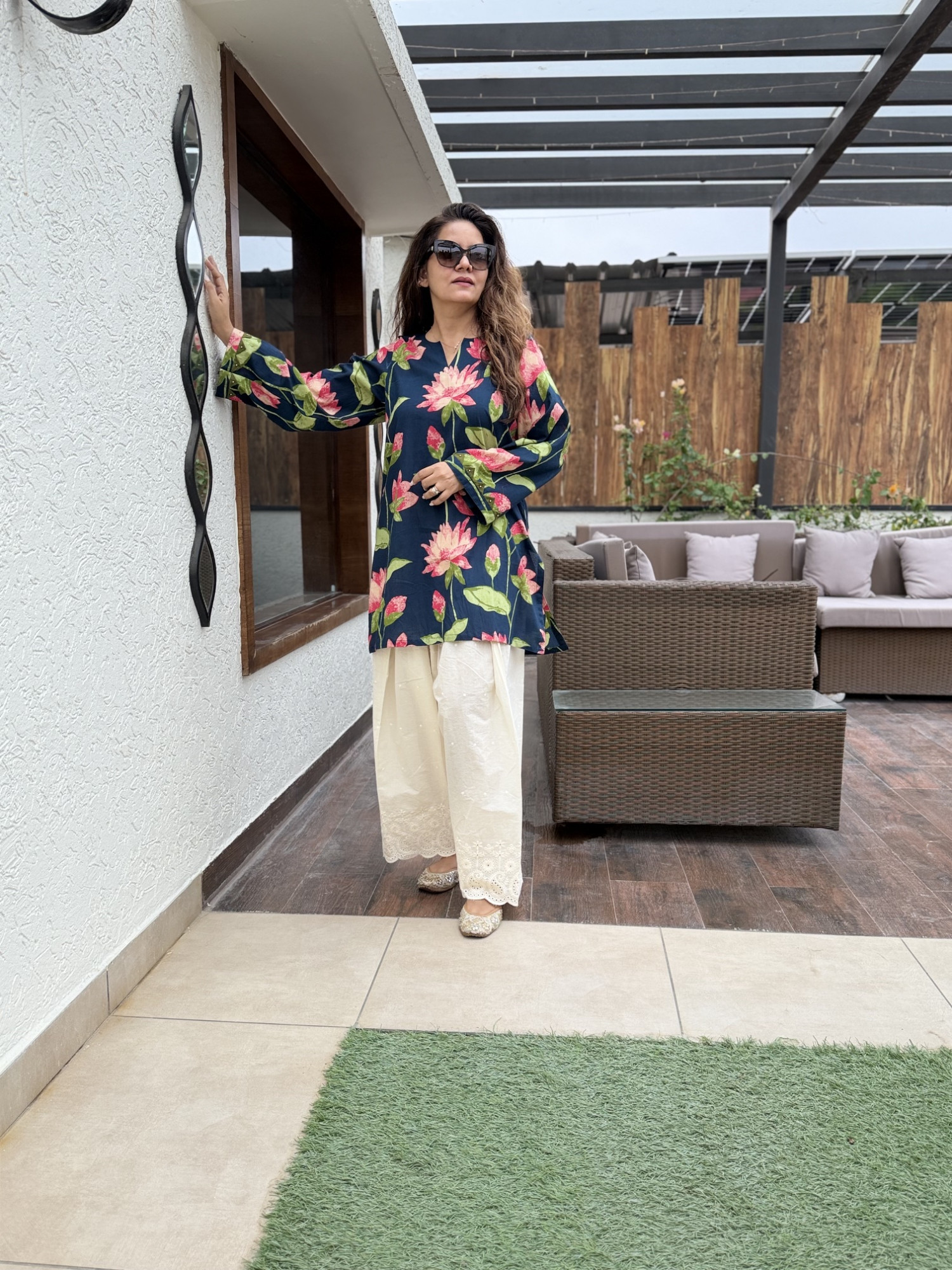 Midnight Lotus Cotton Suit