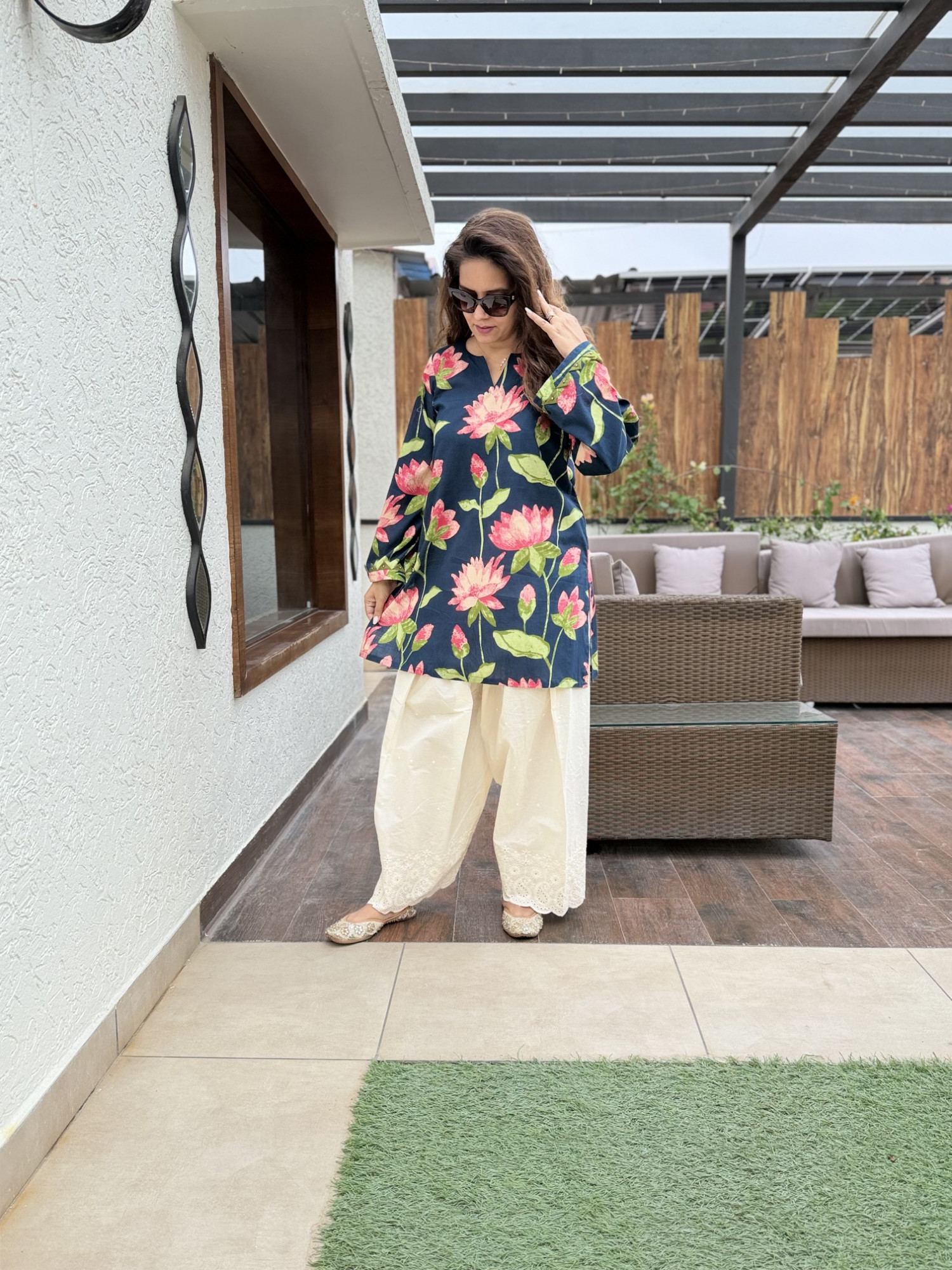 Midnight Lotus Cotton Suit