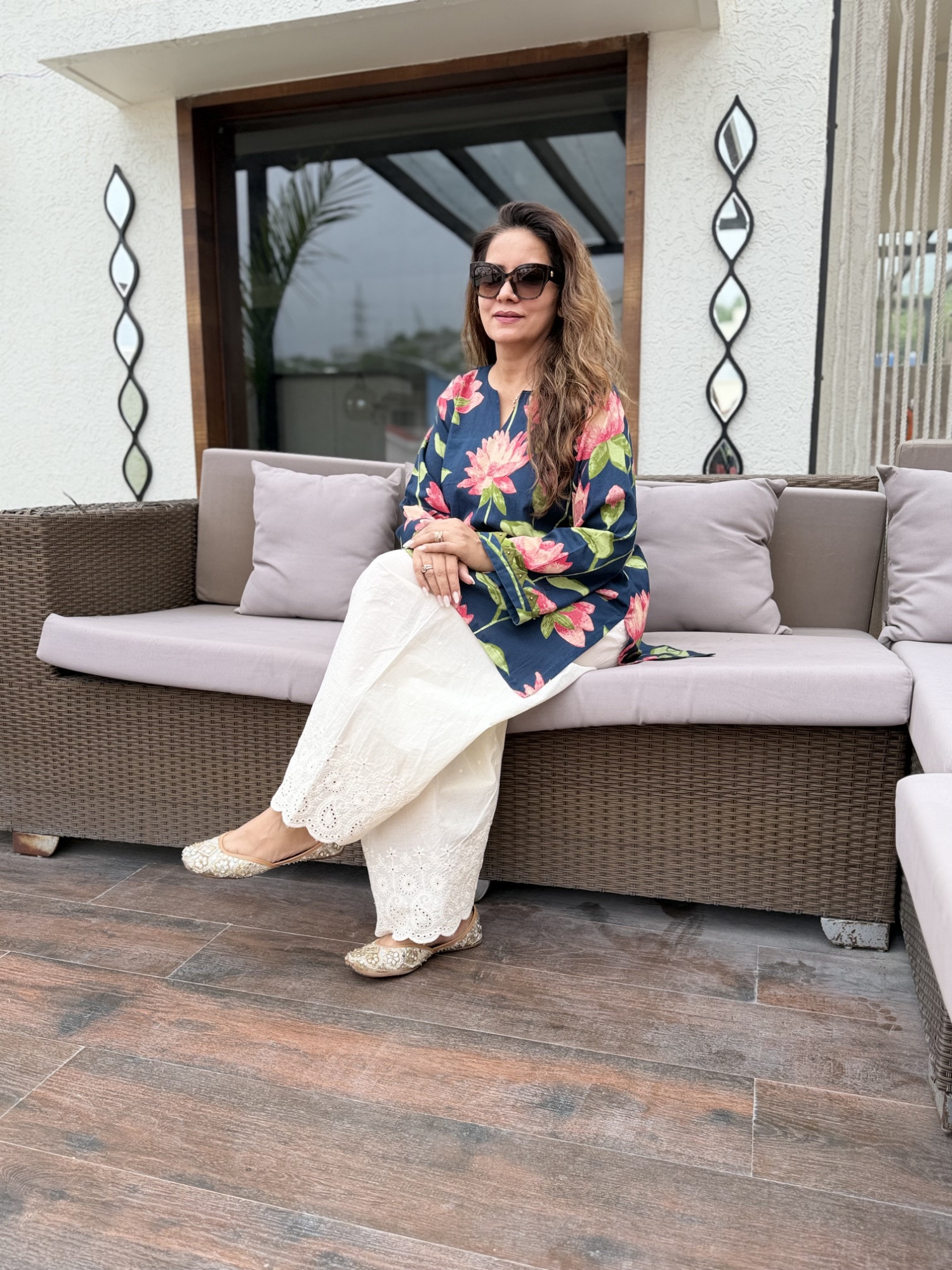 Midnight Lotus Cotton Suit
