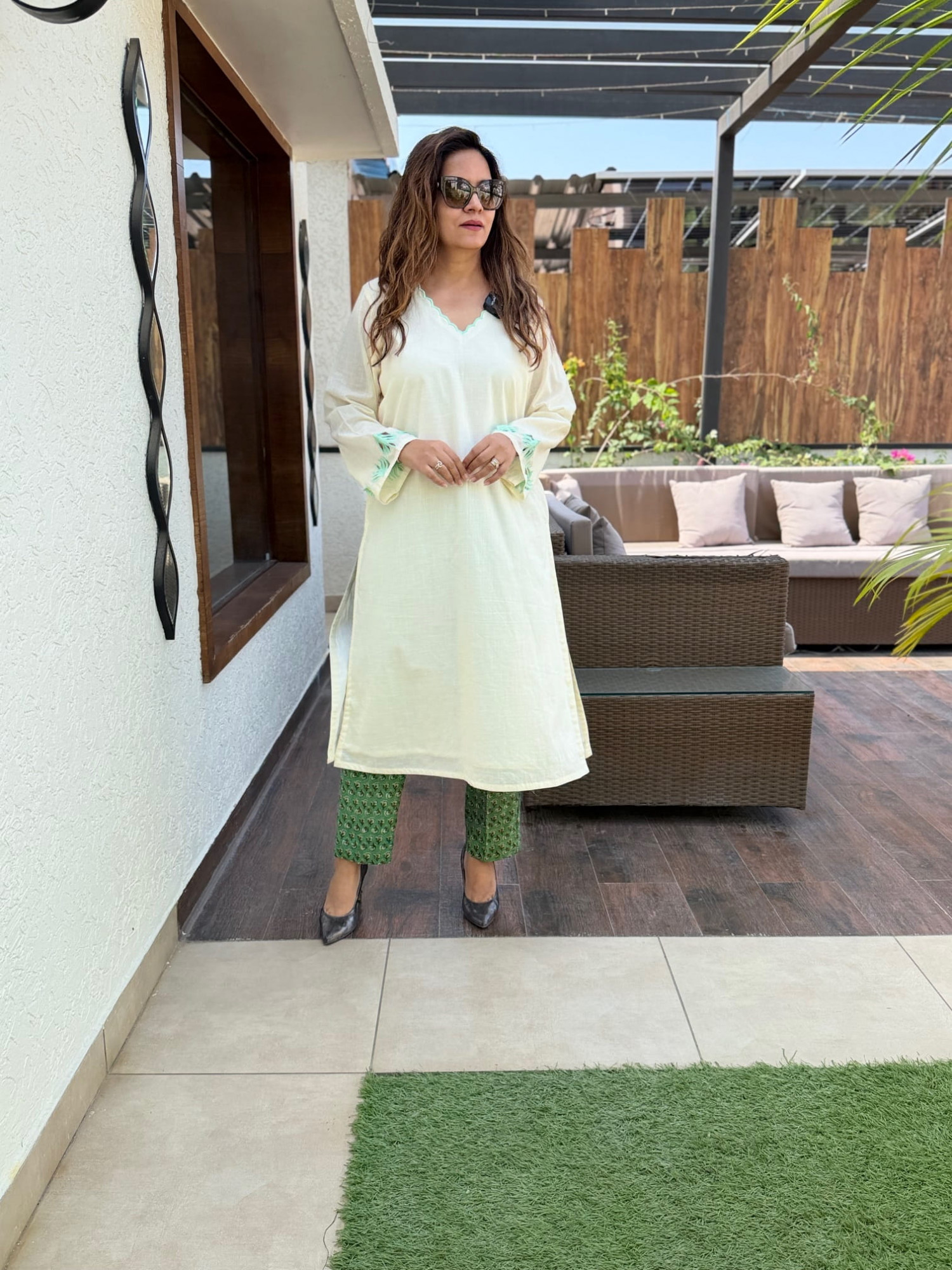 Embroidered Cotton Suit