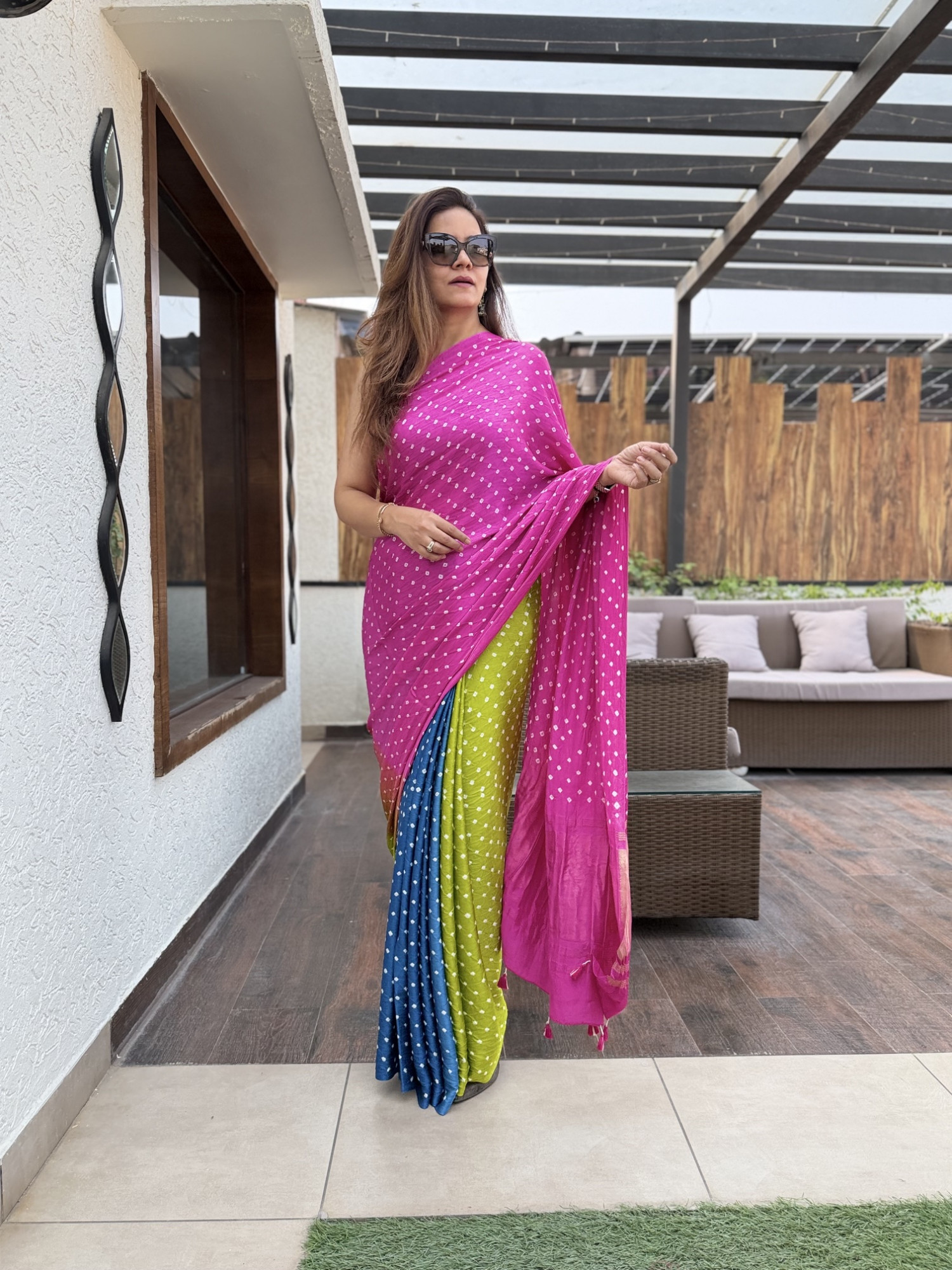 Bandhej Modal Silk Sarees