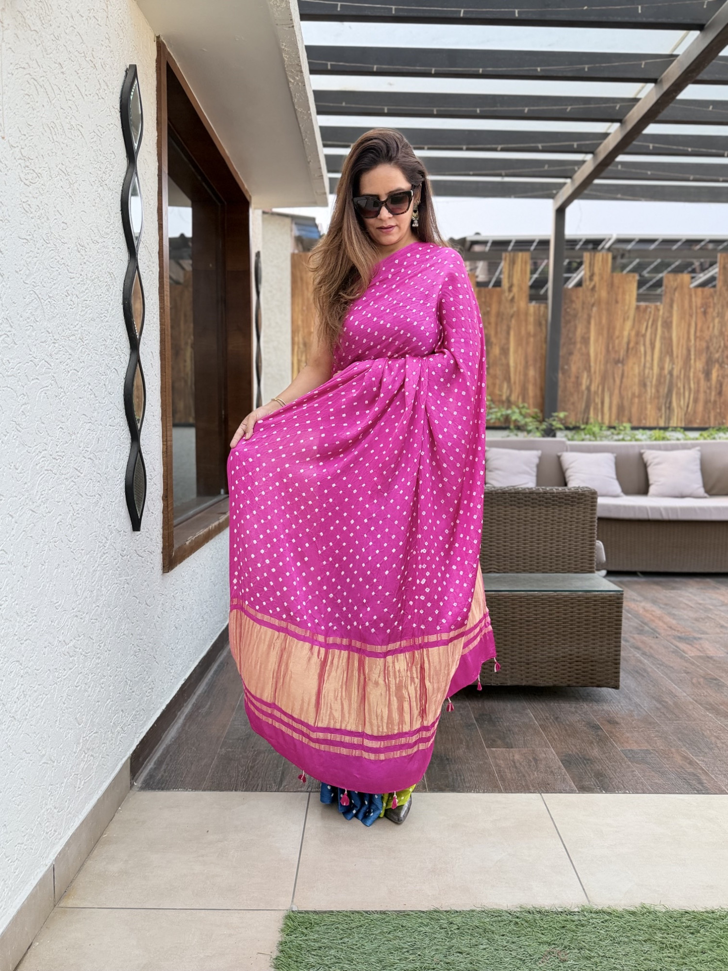 Bandhej Modal Silk Sarees
