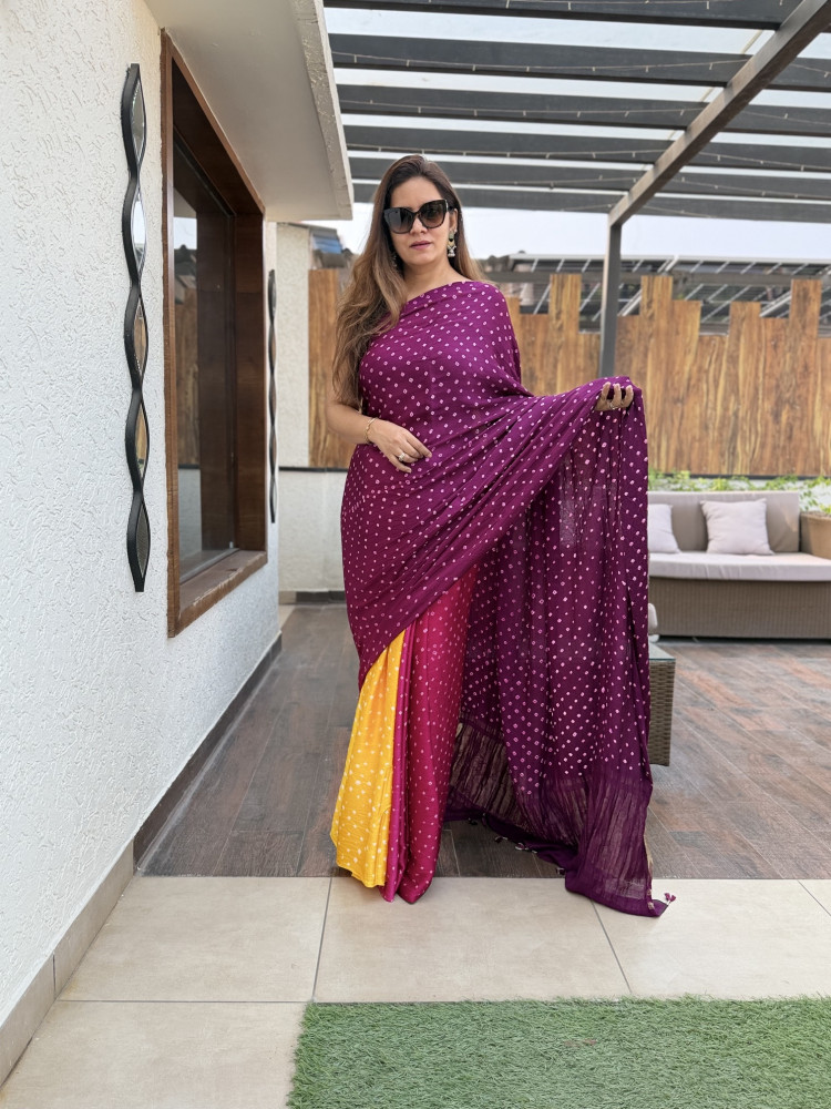 Image of Bandhej Modal Silk Sarees